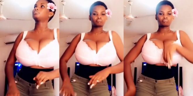 Pamela Odame Puts her huge B0obs on display out of lockdown boredom (video) 1
