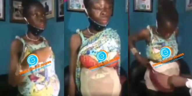 Sad Video- 25-year-old lady caught begging for money with a fake pregnancy 1