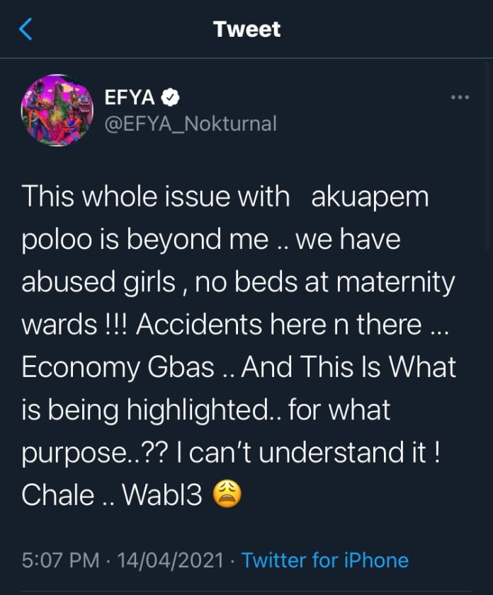 This Whole Akuapem Poloo Issue Is Beyond Me – Singer Efya cries for Poloo 2