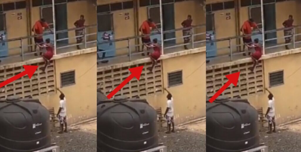 Watch video as lady sh0ckingly climbs boys hostel to meet her boyfriend 2