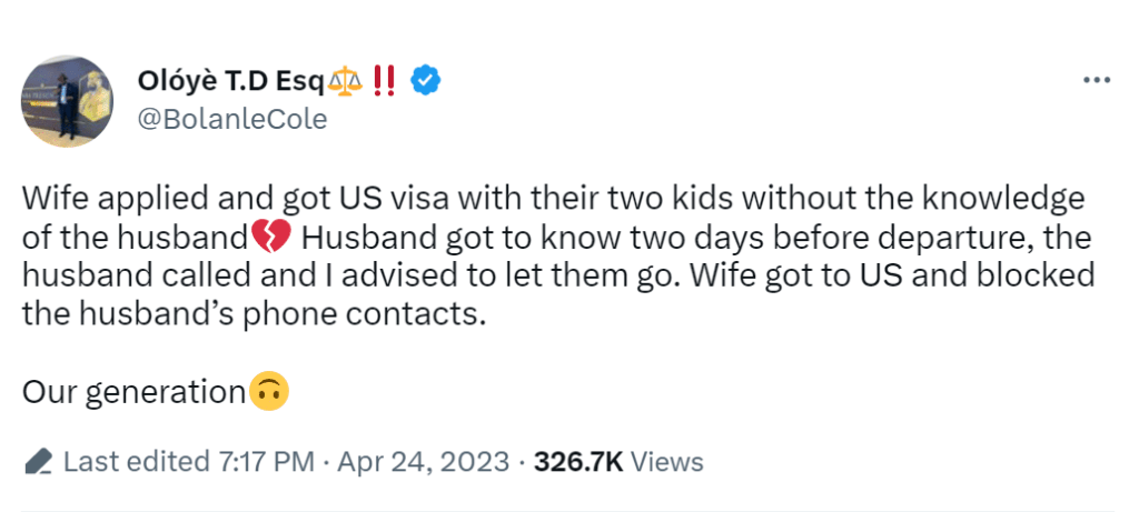 Husband In Tears As His Wife Blocks Him after ‘Secretly’ Acquiring US Visa with their Kids 1